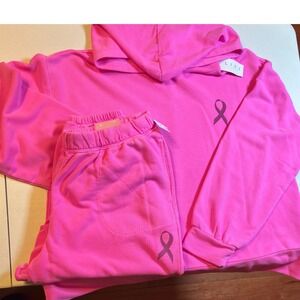 LIVI Lane Bryant Pink Ribbed Hoodie Sweatshirt Pants Set Women 14 16 New w/ tag